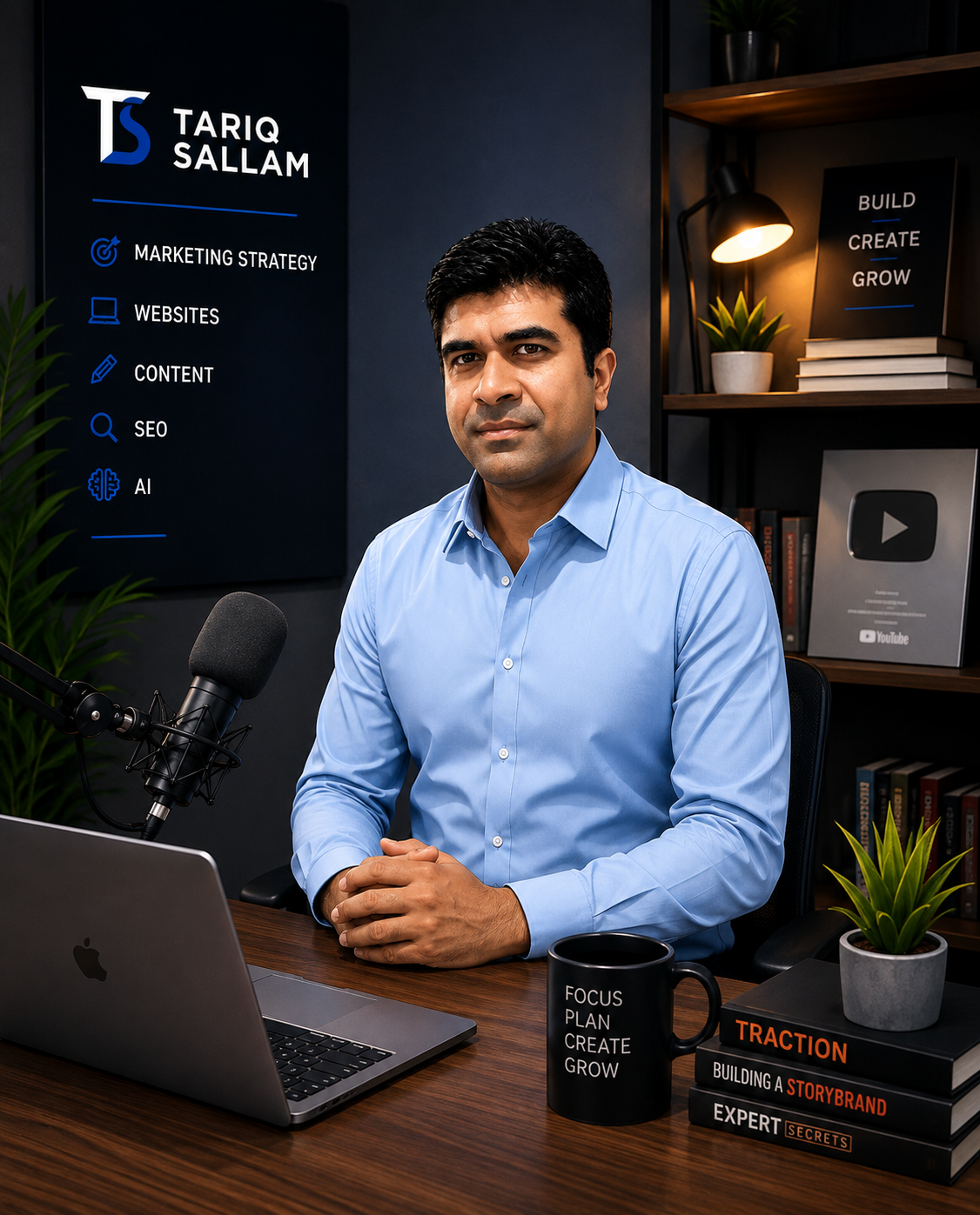 Tariq Sallam at his desk